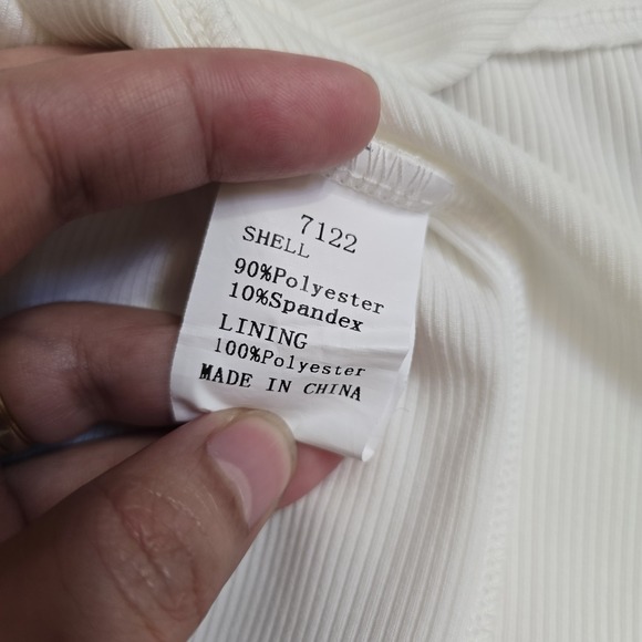 White Midi Rib Knit Dress Women's Sz Large Cutout Slit Bridal Bachelorette Party - Picture 6 of 9